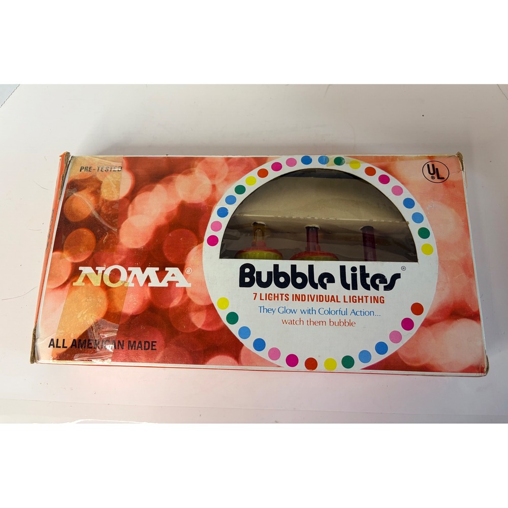 Vintage NOMA Bubble Lites 7 Light Christmas Set All American Made Multi Color